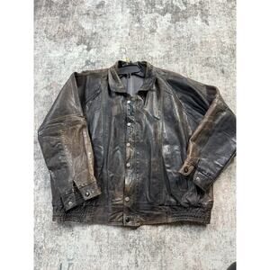 VTG Thick Leather Jacket L Aviator Flight Bomber Motorcycle 80’s 90’s Patina